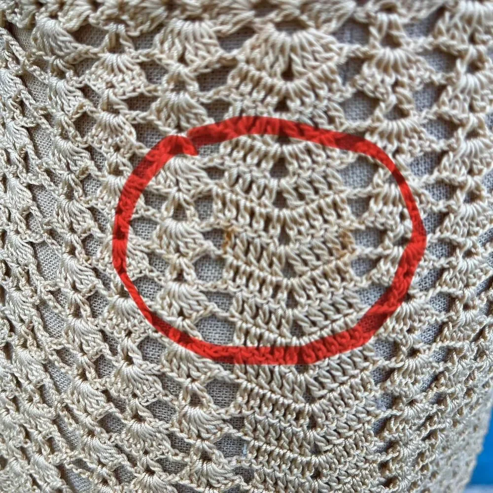 Vintage Crochet Apron in Beige and Orange Knit cottagecore - Picture 7 of 7